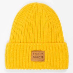 Baby Go Yellow Knit Beanie "Daddy's Big Boss"